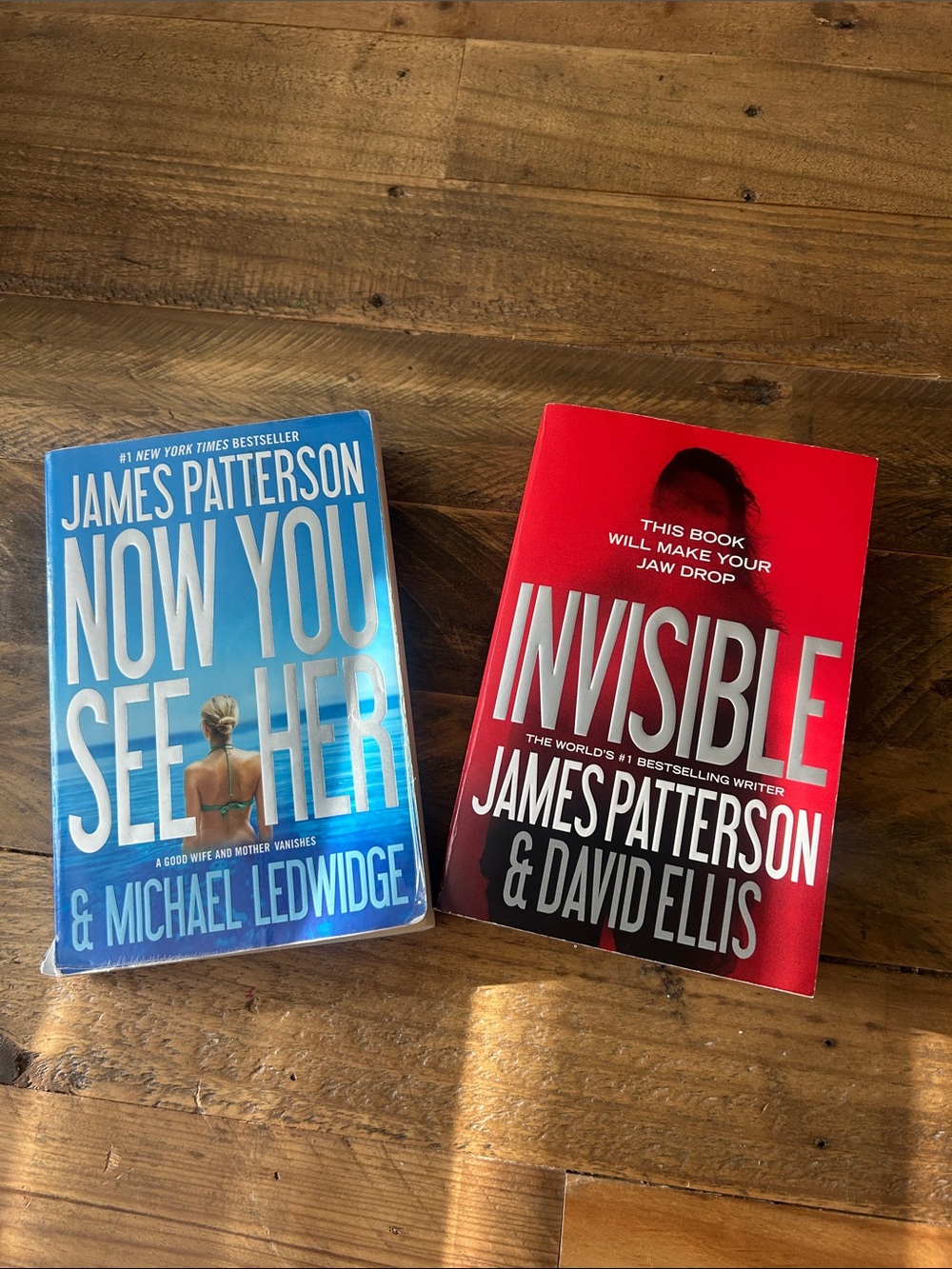 James Patterson Paperback Bundle - Now You See Her & Invisible (Blue & Red)